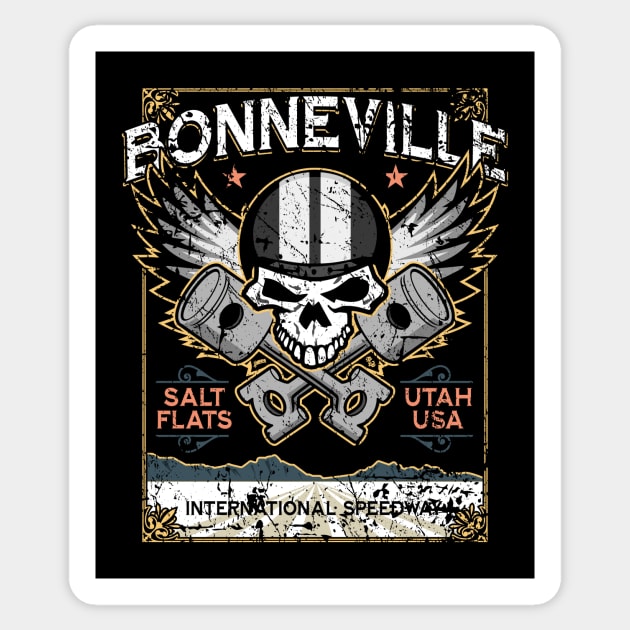 Bonneville Salt Flats Utah Distressed Grunge Skull Design Sticker by hobrath